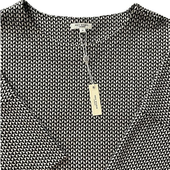 Max Studio London Blouse Medium | Geometric Print, Bell Sleeves NWT MSRP $240 - Picture 2 of 10